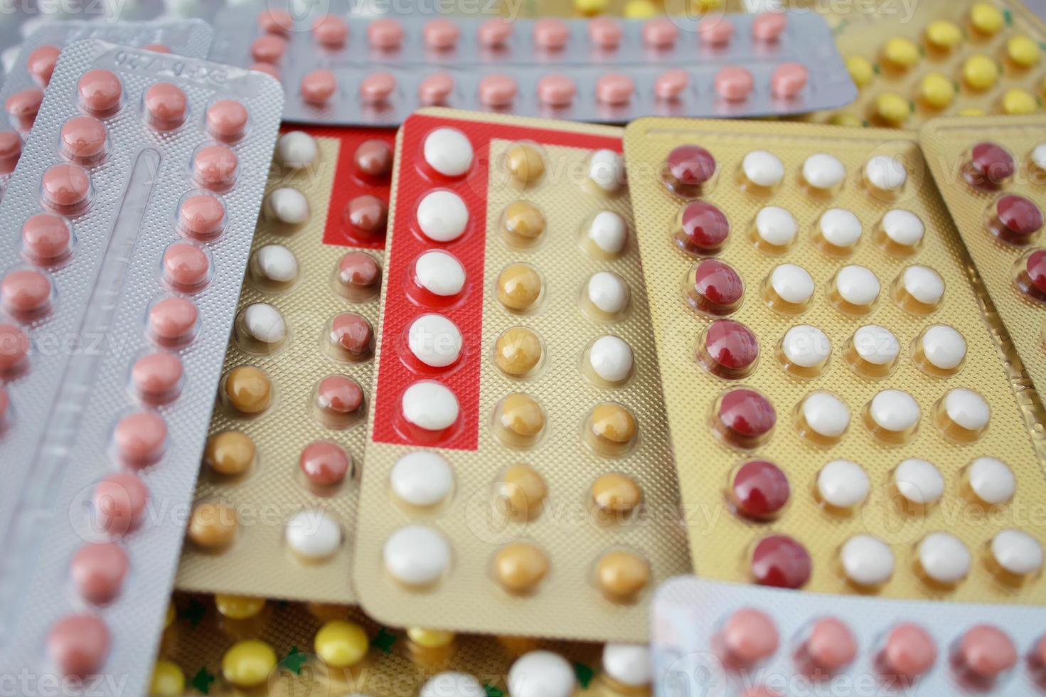 Colorful oral contraceptive pill photo