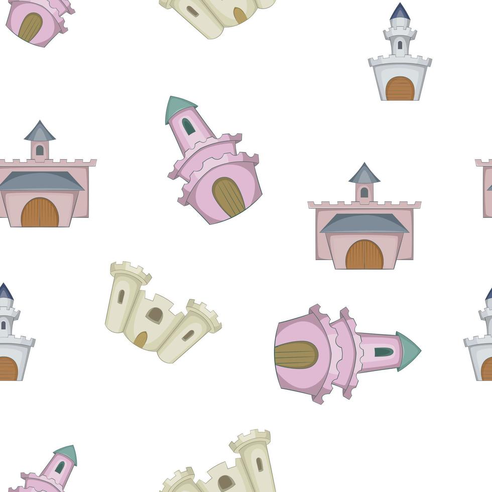 Types of castles pattern, cartoon style vector