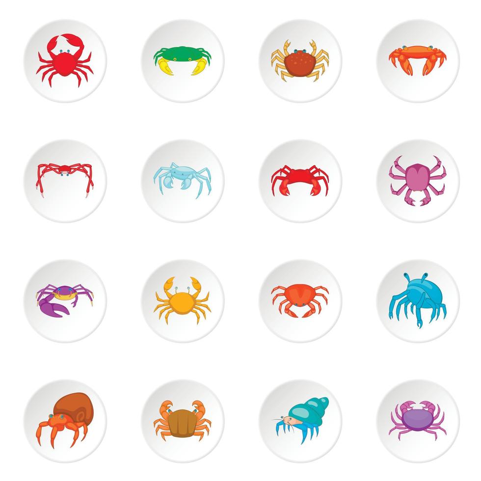 Colorful crab icons set vector