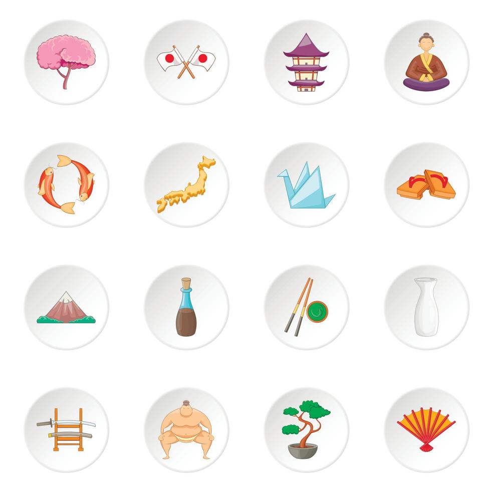 Japan icons set vector