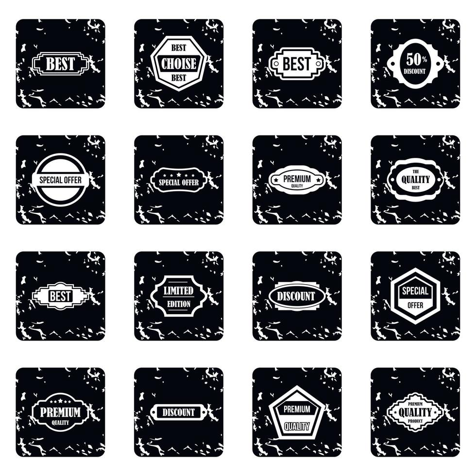 Golden labels icons set vector