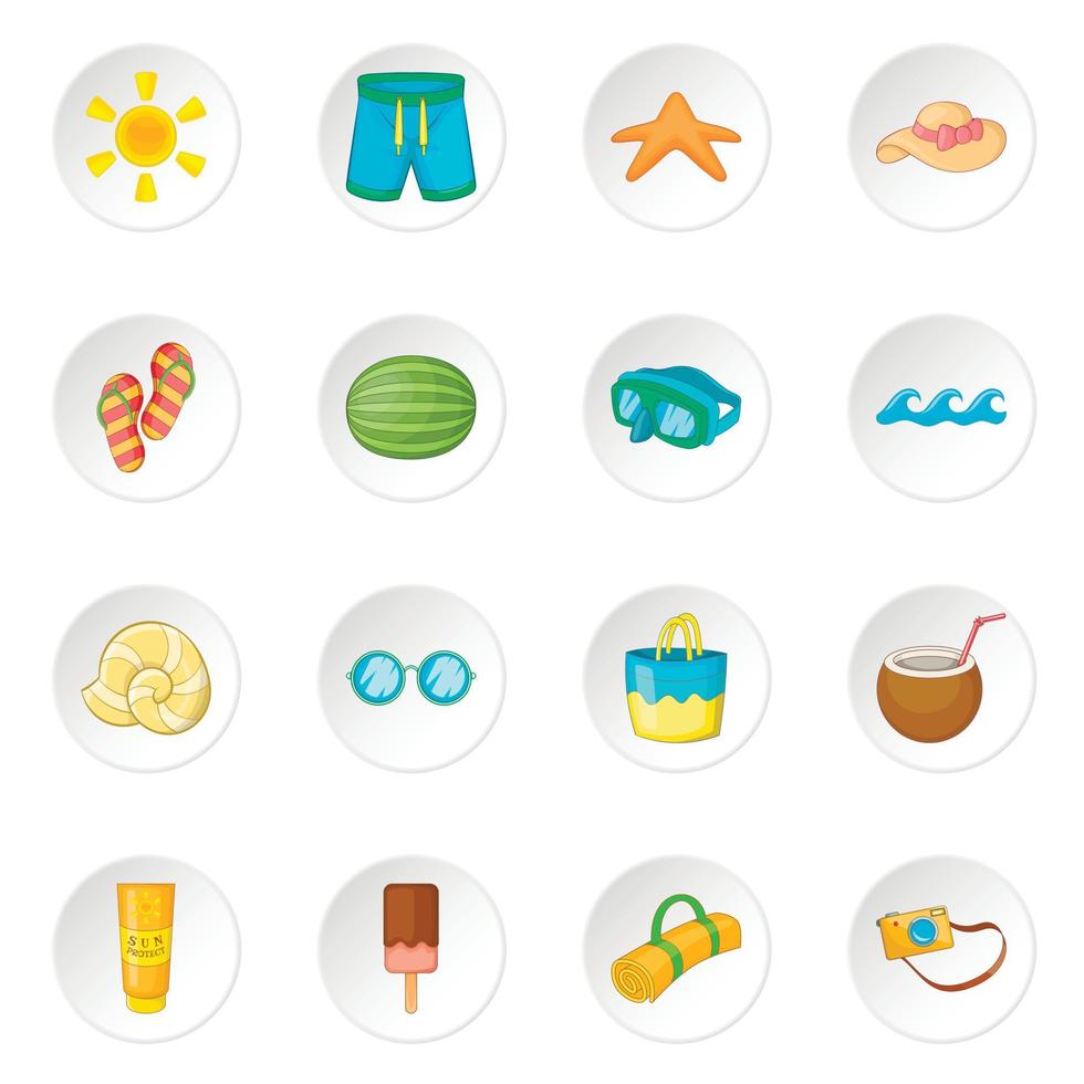 Summer items icons set vector