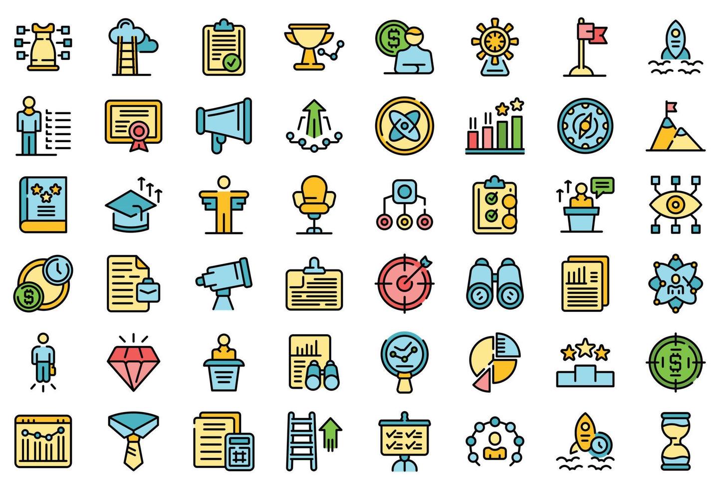 Successful career icons set vector flat