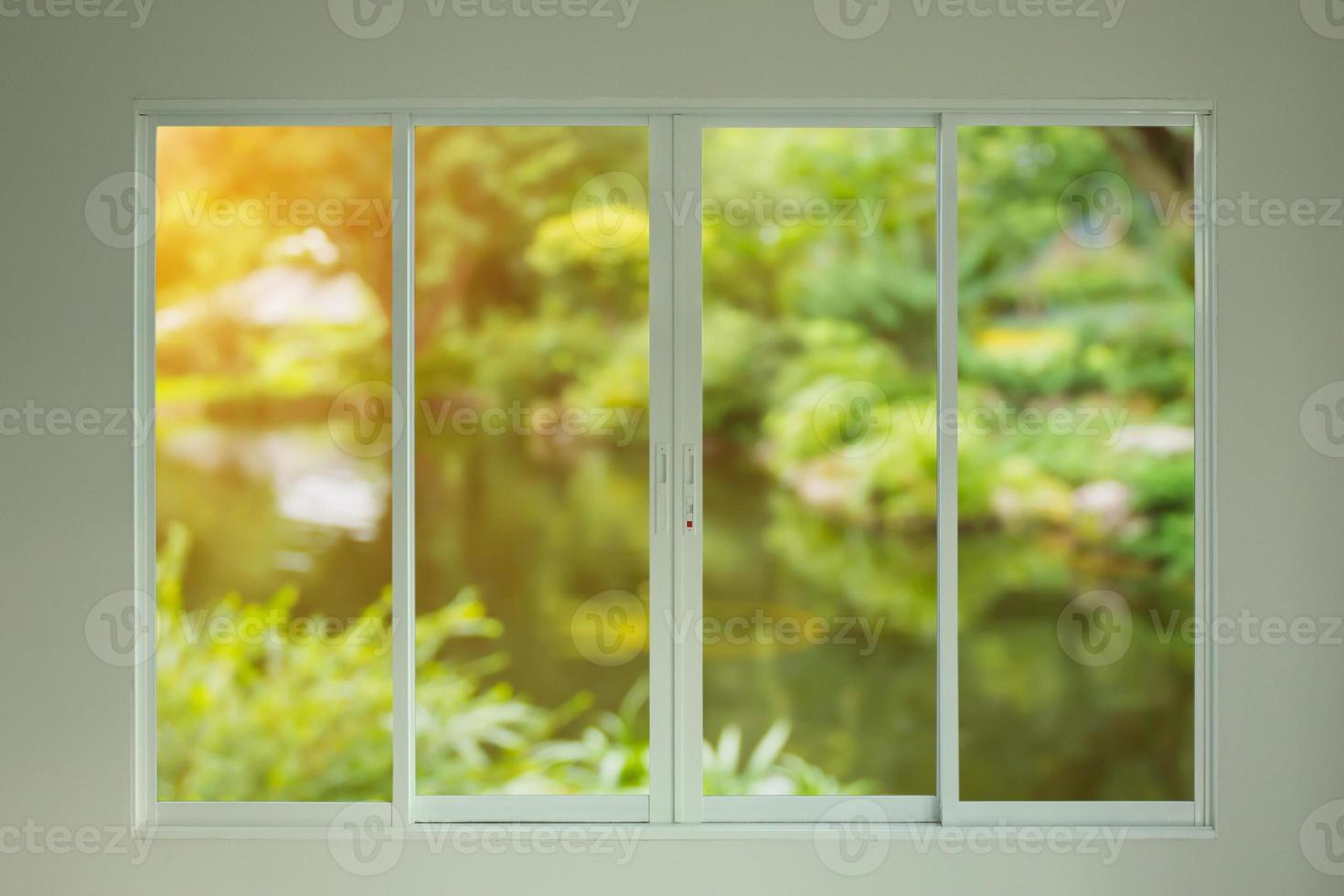 green garden view through the window photo