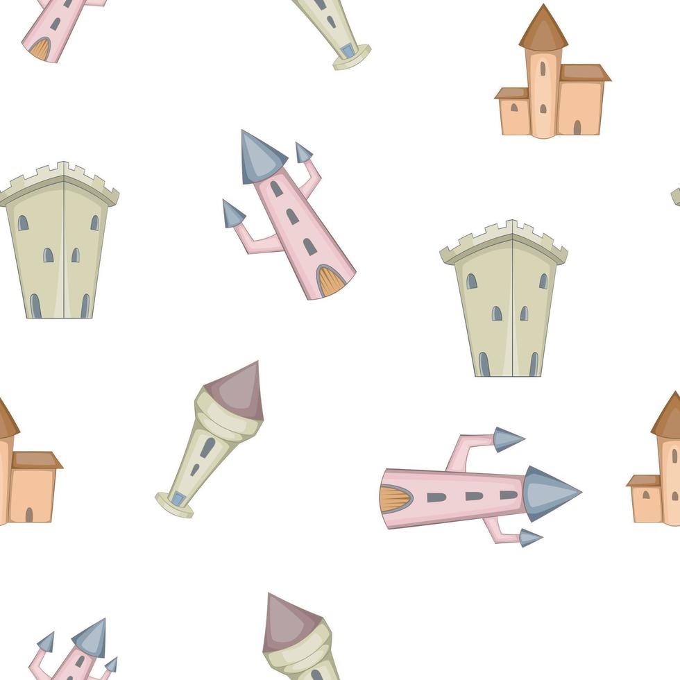 Medieval castles pattern, cartoon style vector