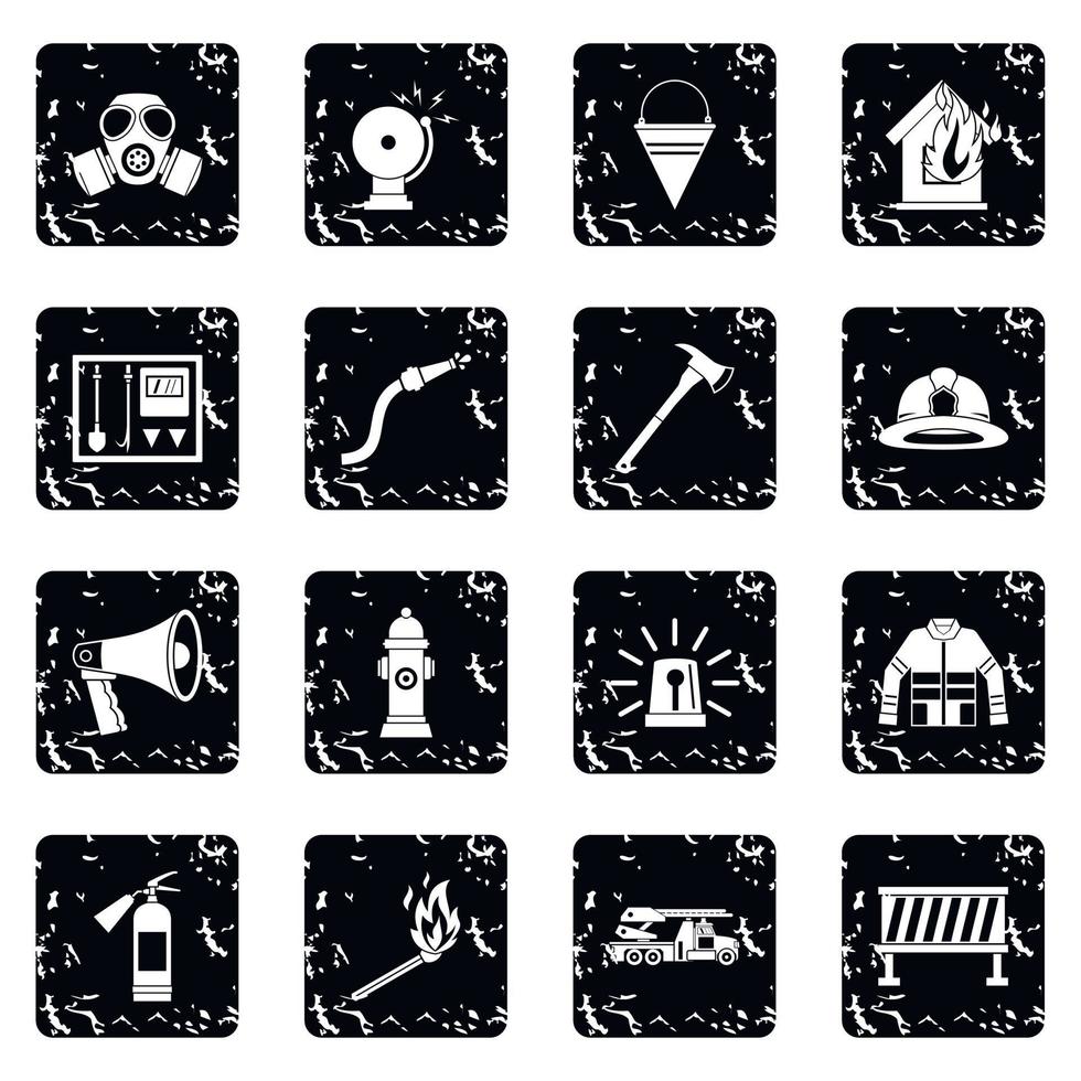 Fireman tools icons set vector