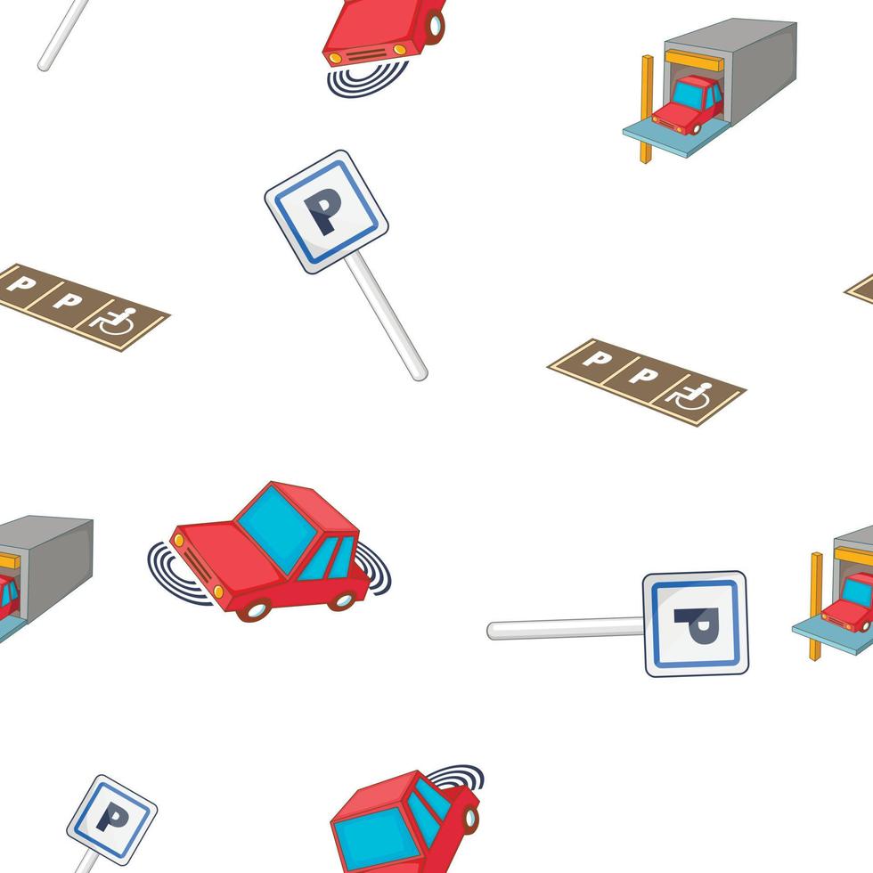 Parking area pattern, cartoon style vector