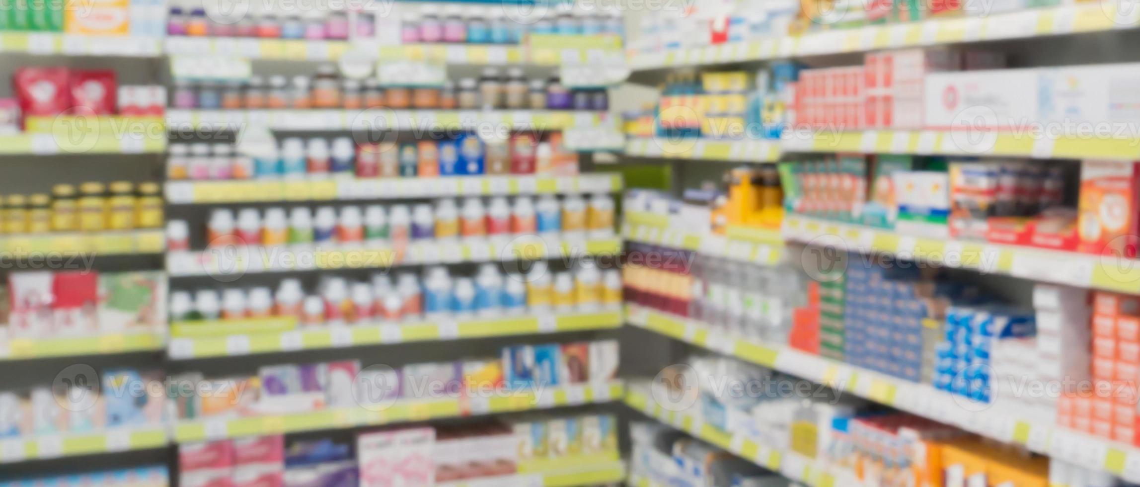 pharmacy drugstore shop interior blur background photo