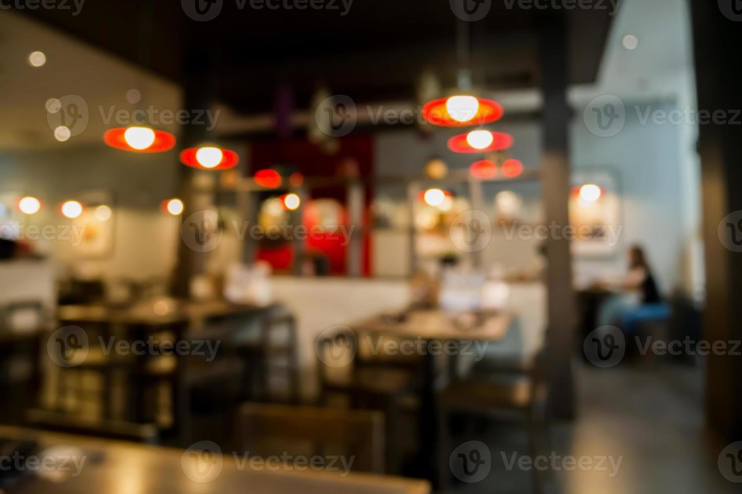 Abstract cafe coffee shoop restaurant blur background with bokeh light photo