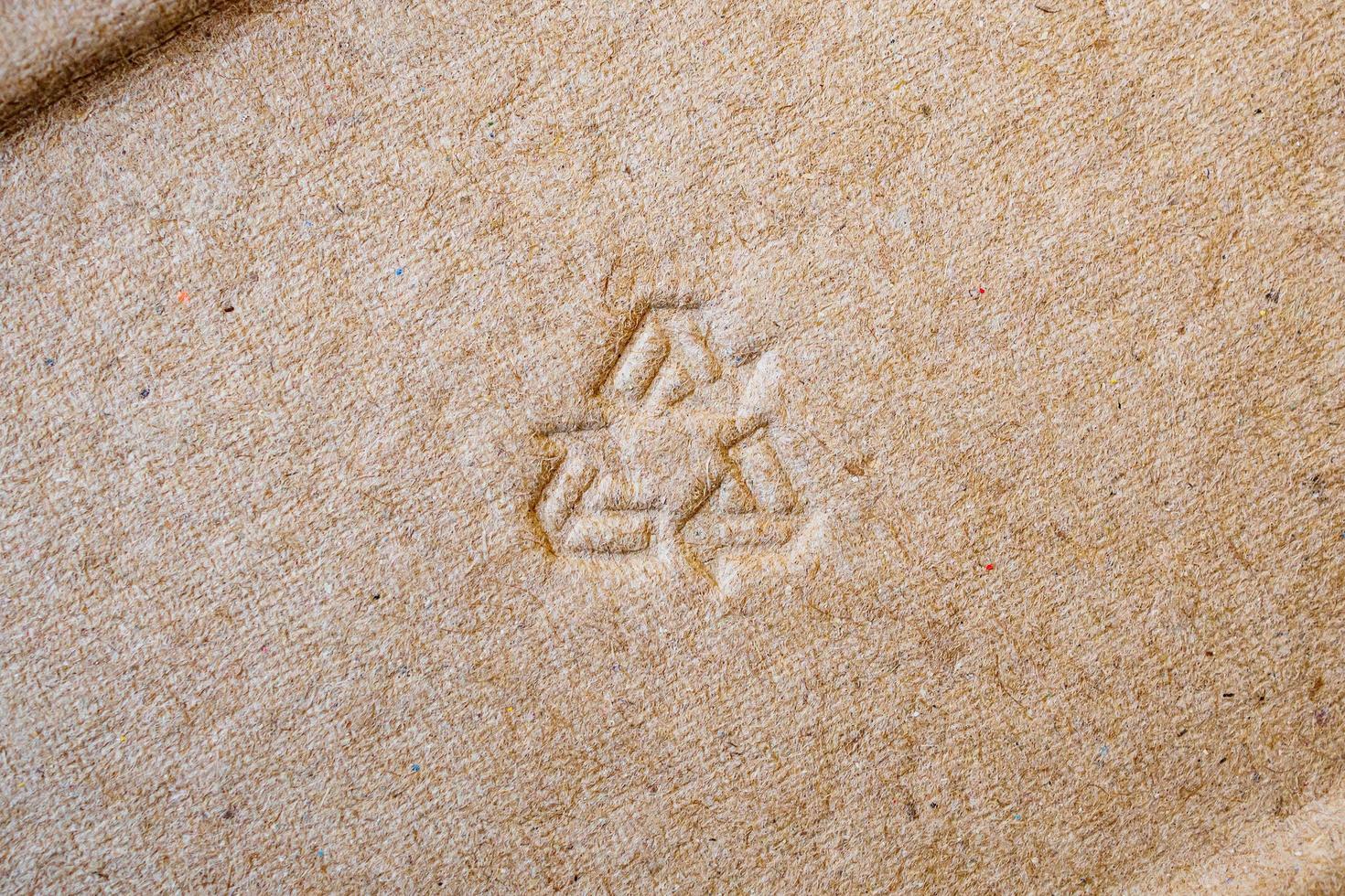 recycle sign on brown paper texture background photo