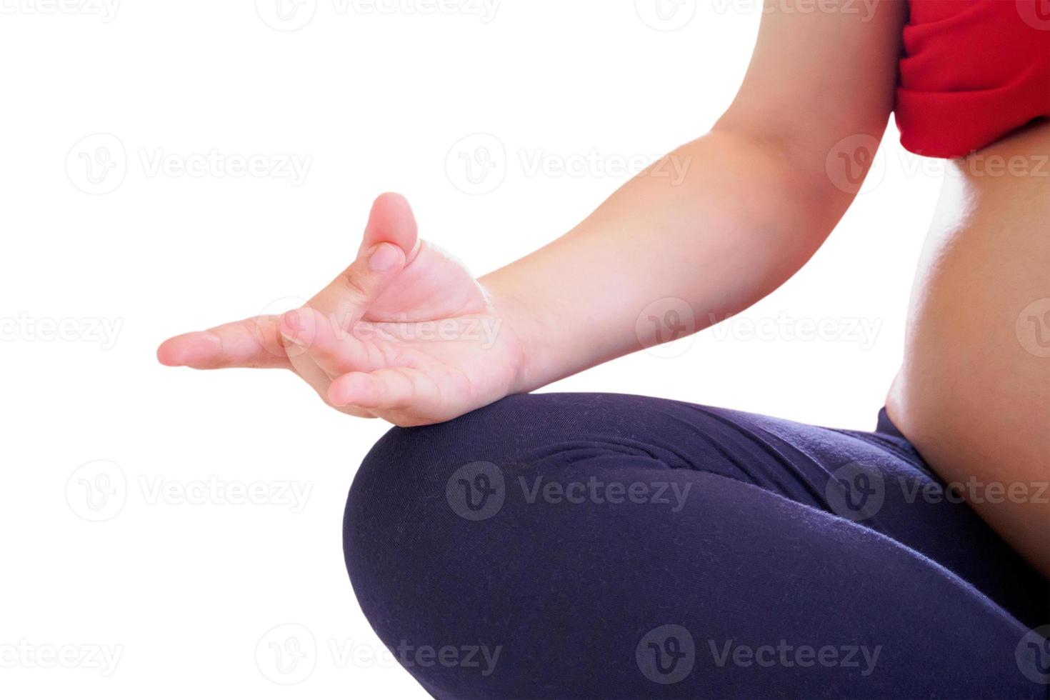 pregnant woman doing yoga photo