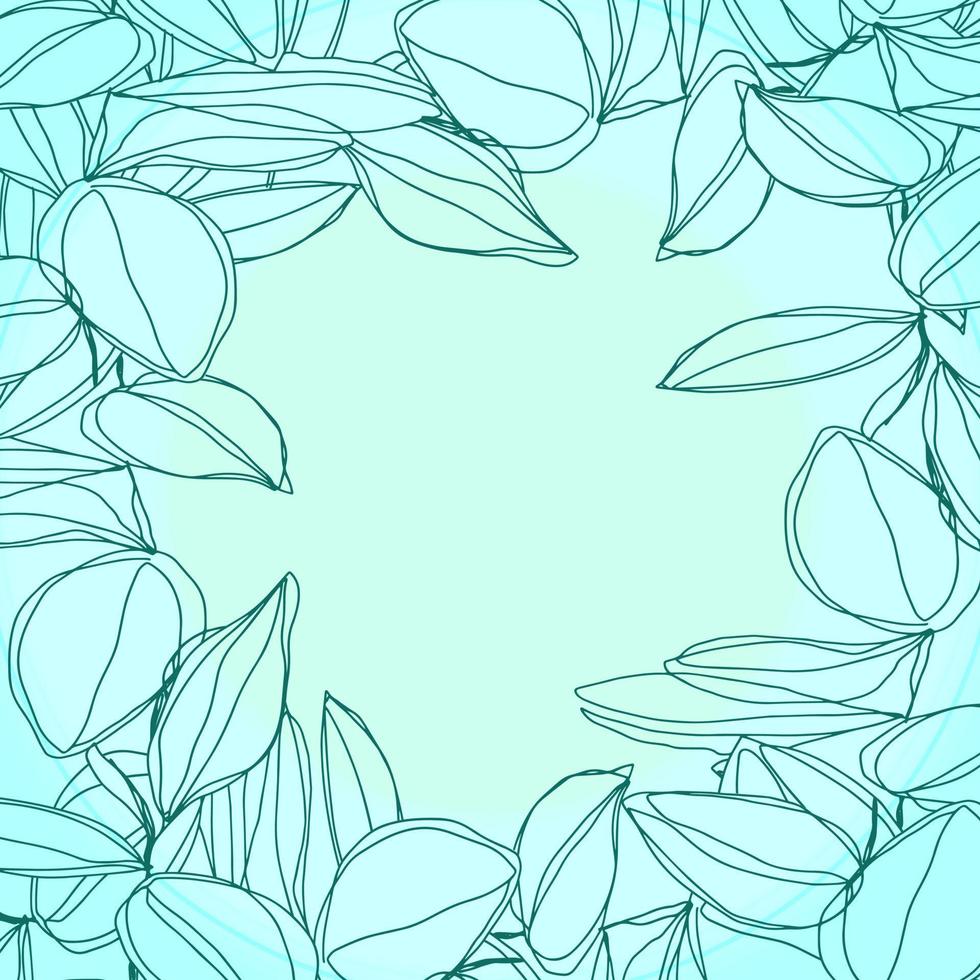 botanical minimalism line art leaves vector frame