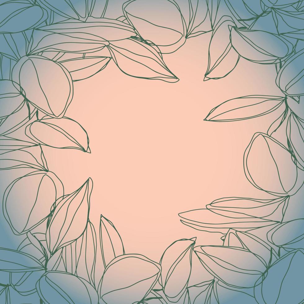 botanical minimalism line art leaves vector frame with sun