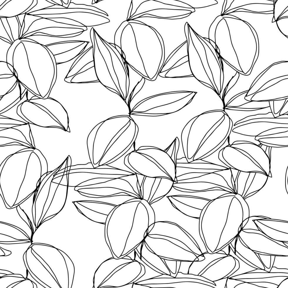 minimalism line art foliage vector seamless pattern