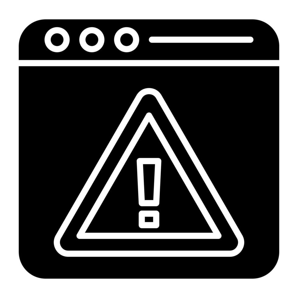 icono de glifo de alerta del navegador vector