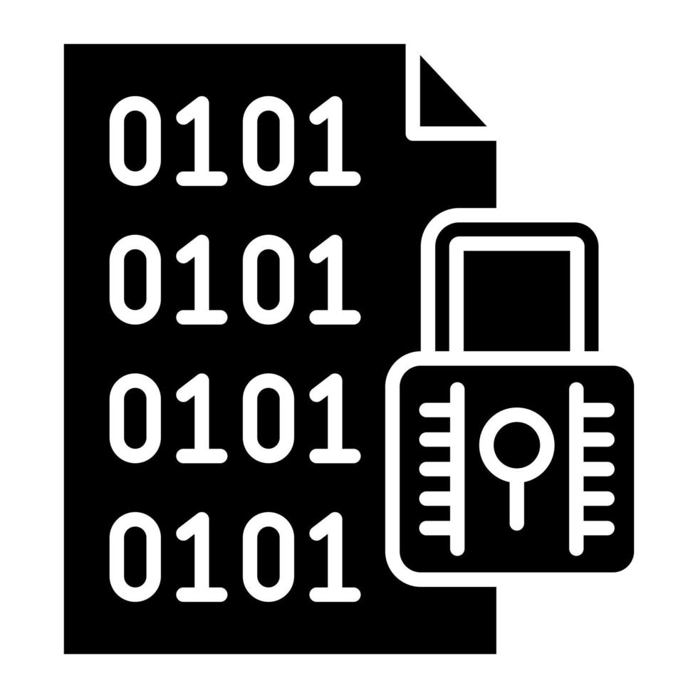 File Encryption Glyph Icon vector