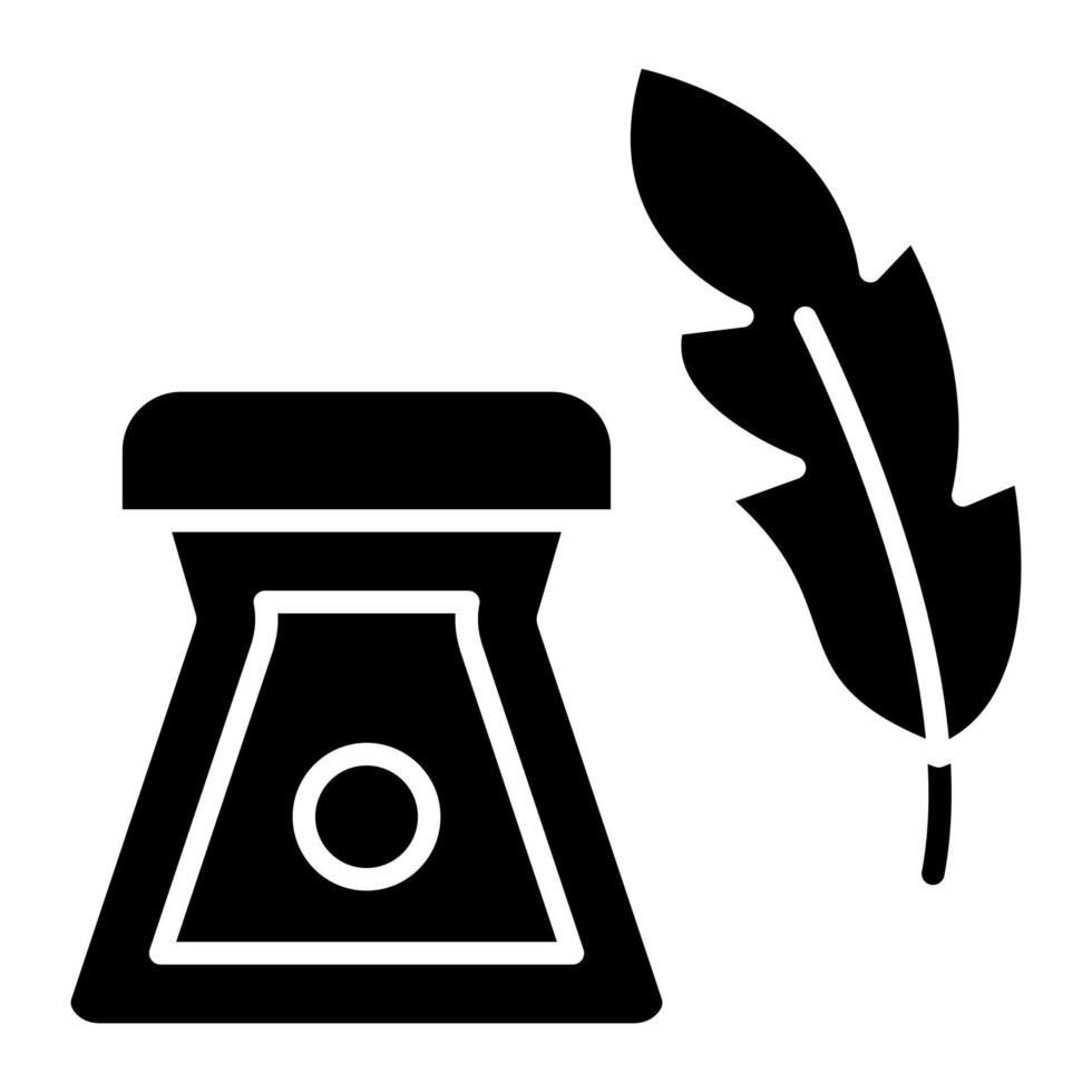 Feather Ink Glyph Icon vector