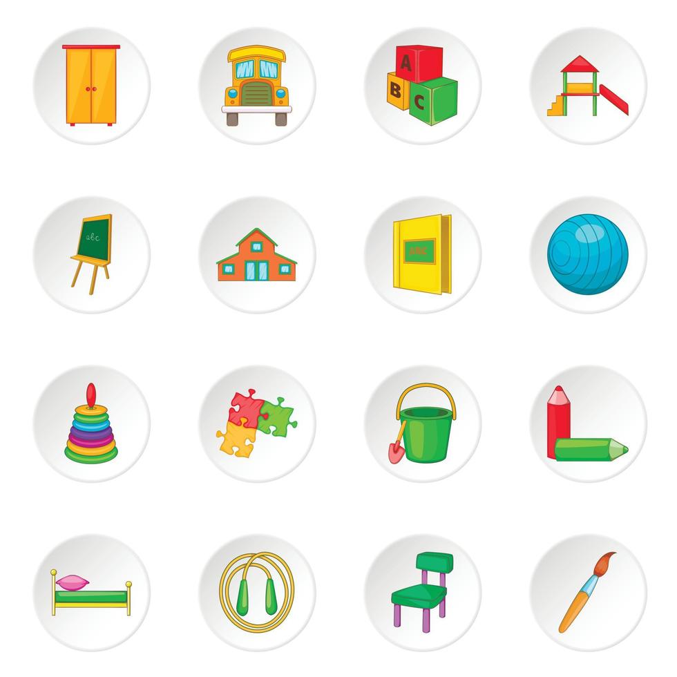 Kindergarten security icons set vector