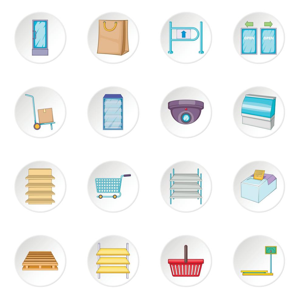 Supermarket icons set vector