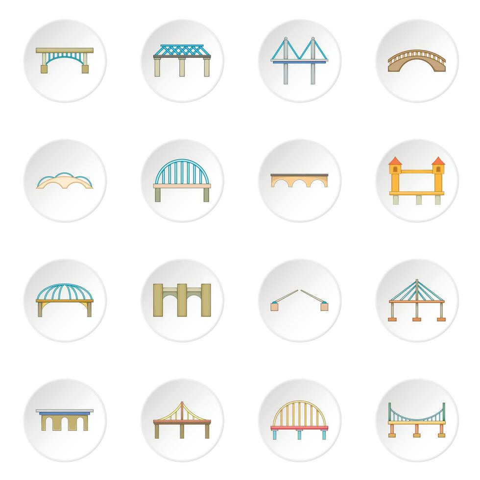 Bridge construction icons set vector