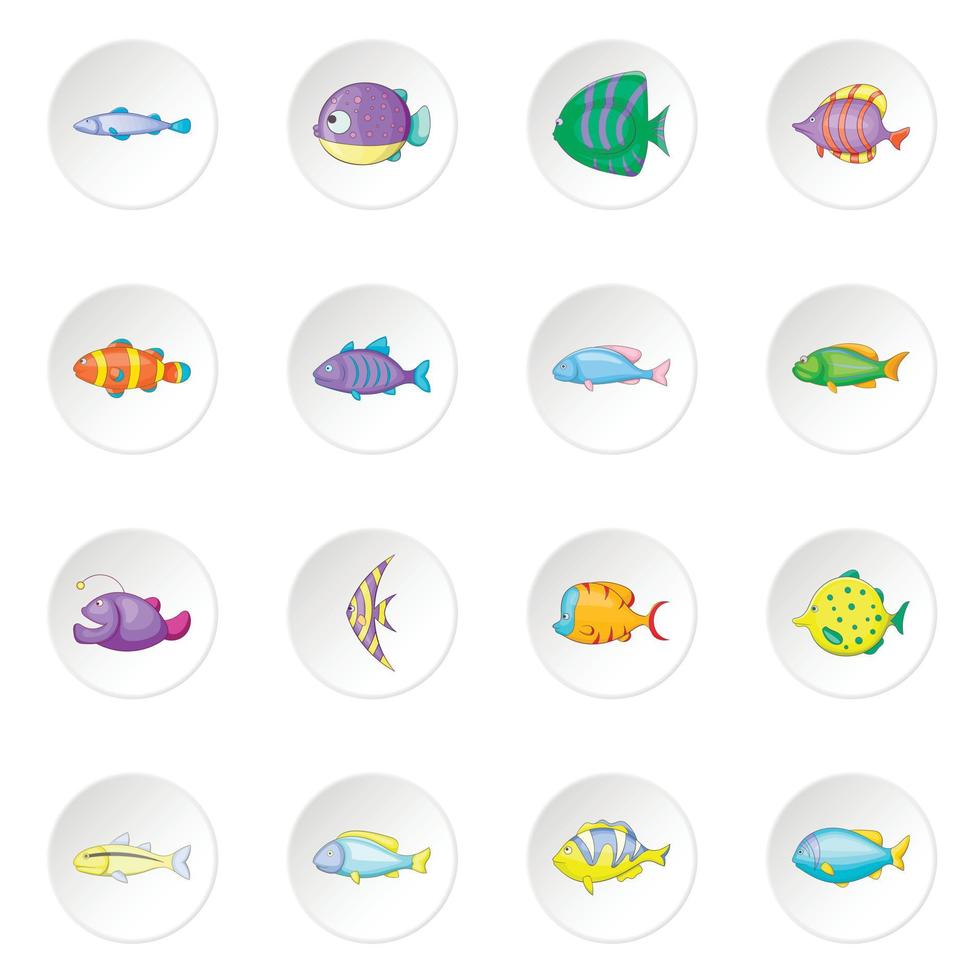 conjunto de iconos de peces diferentes vector