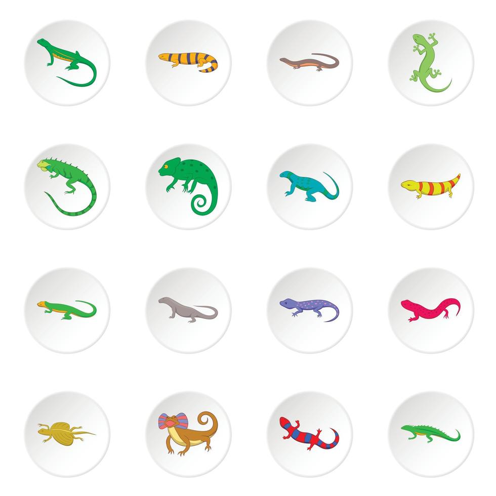 Lizard icons set vector