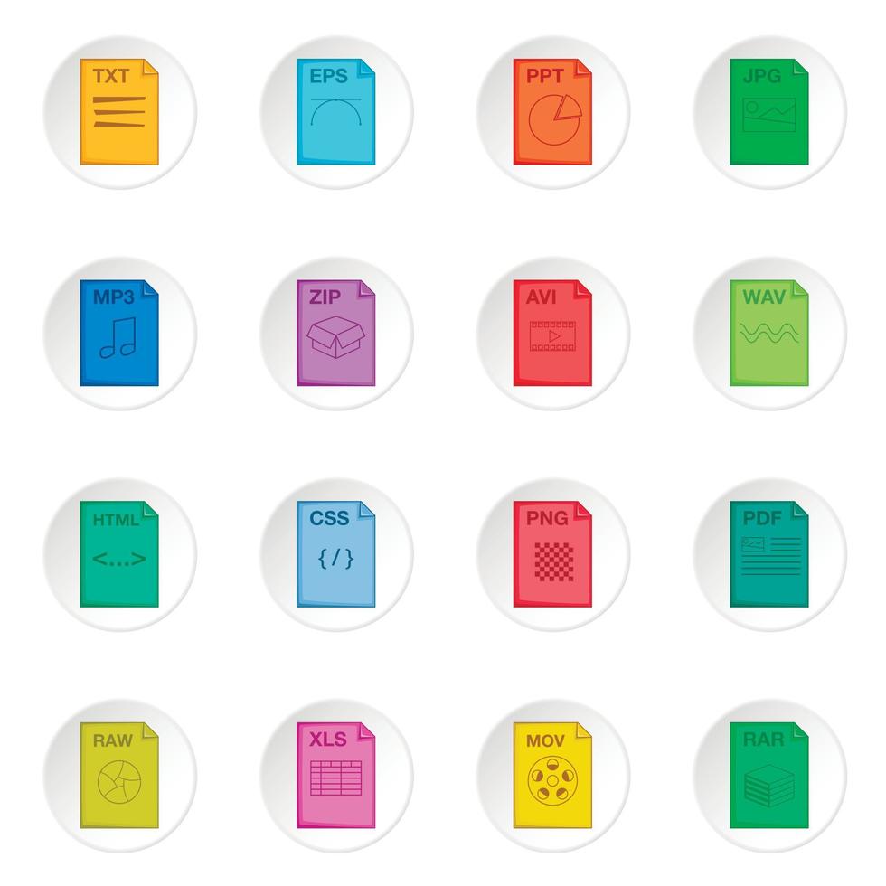 File extension icons set vector
