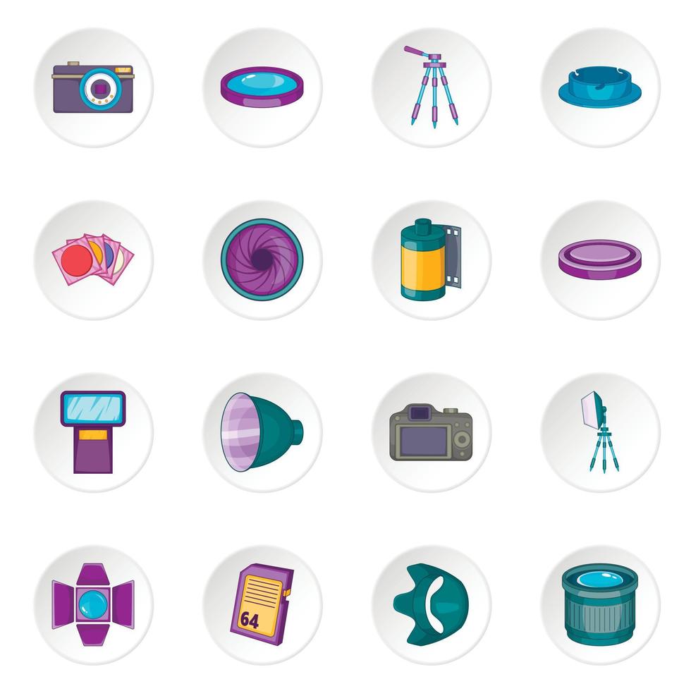 Photo studio icons set vector