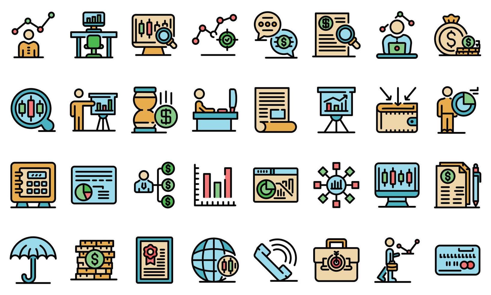 Trader icons set vector flat