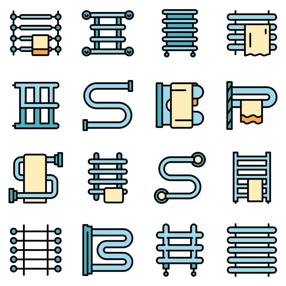 conjunto de iconos de toallero calentado vector plano