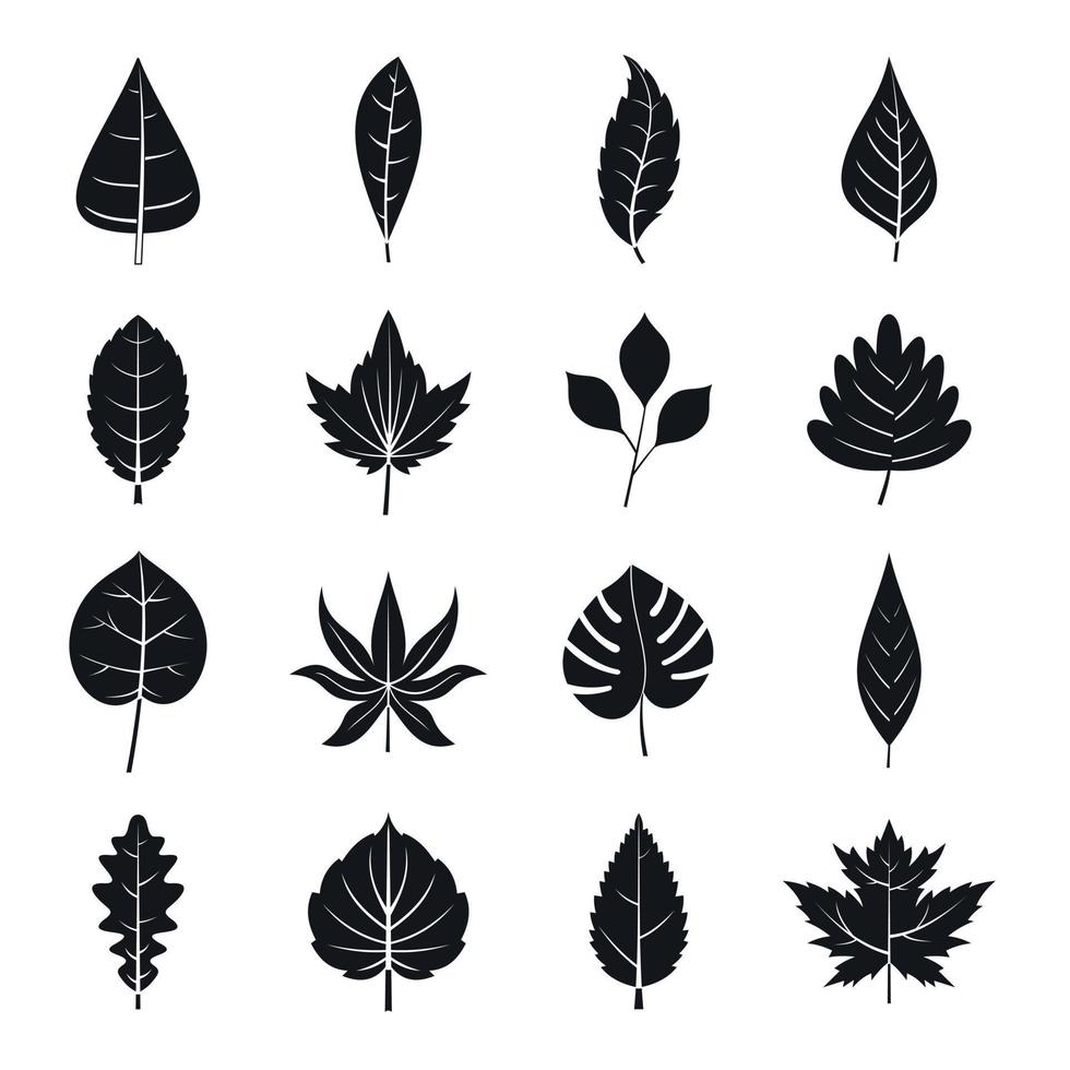 Plant leafs icons set, simple style vector