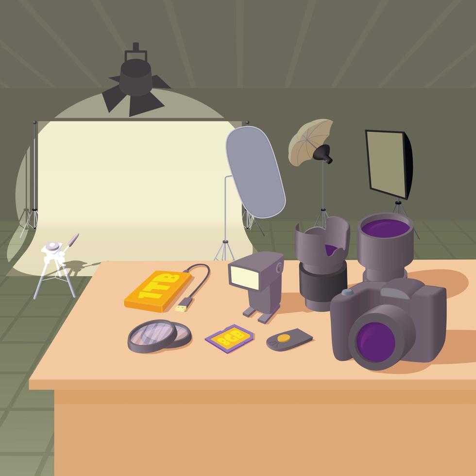 Photo studio concept, cartoon style vector