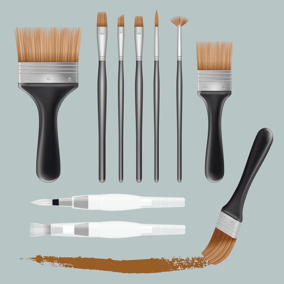 Brush paint mockup set, realistic style vector