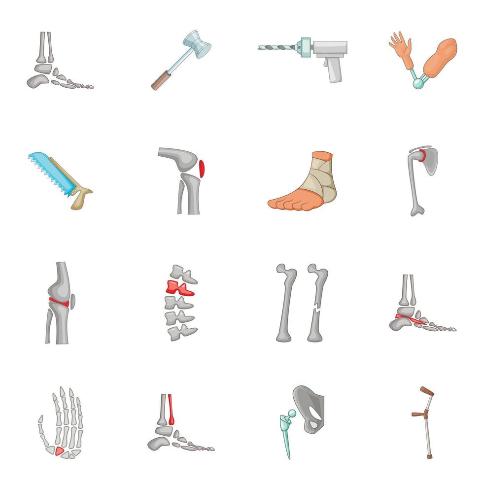 Orthopedic and spine icons set, cartoon style vector