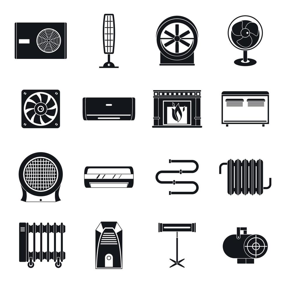 Heating cooling air icons set, simple style vector