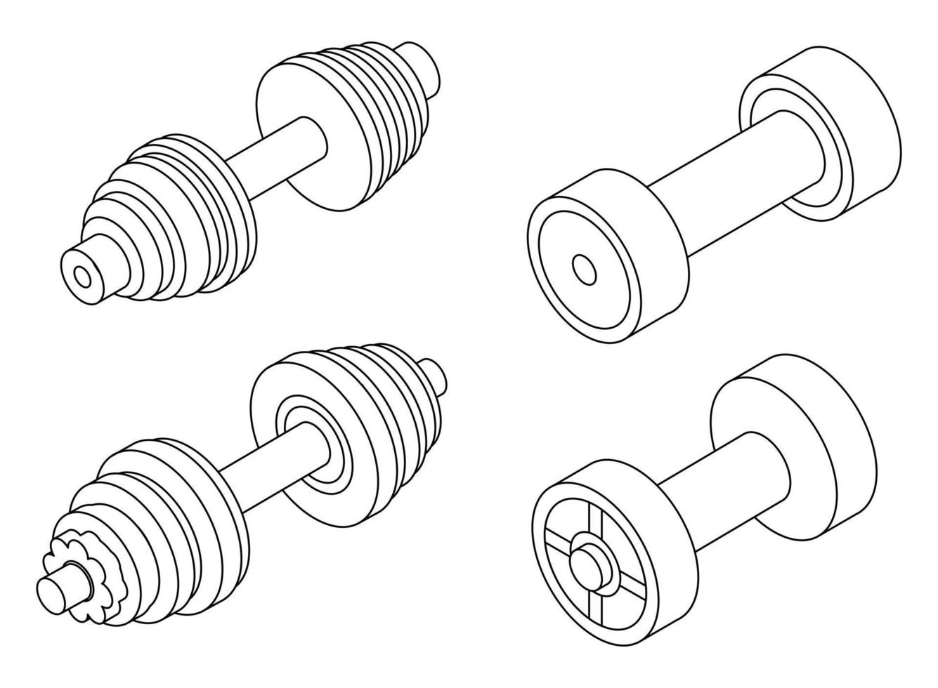 Dumbell icons set vector outine