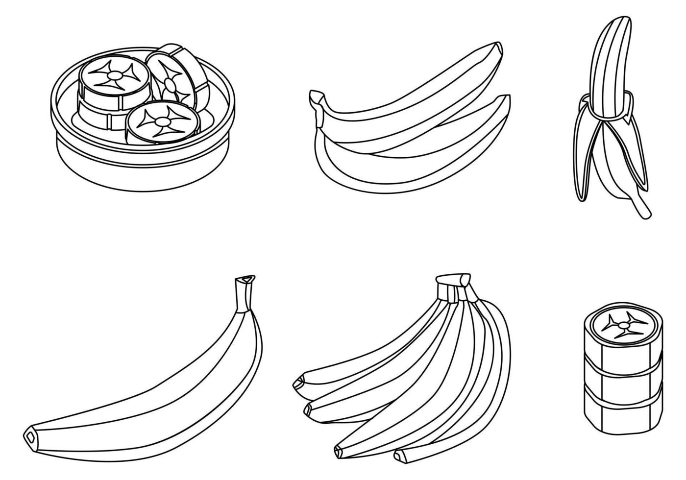 conjunto de iconos de plátano esquema vectorial vector