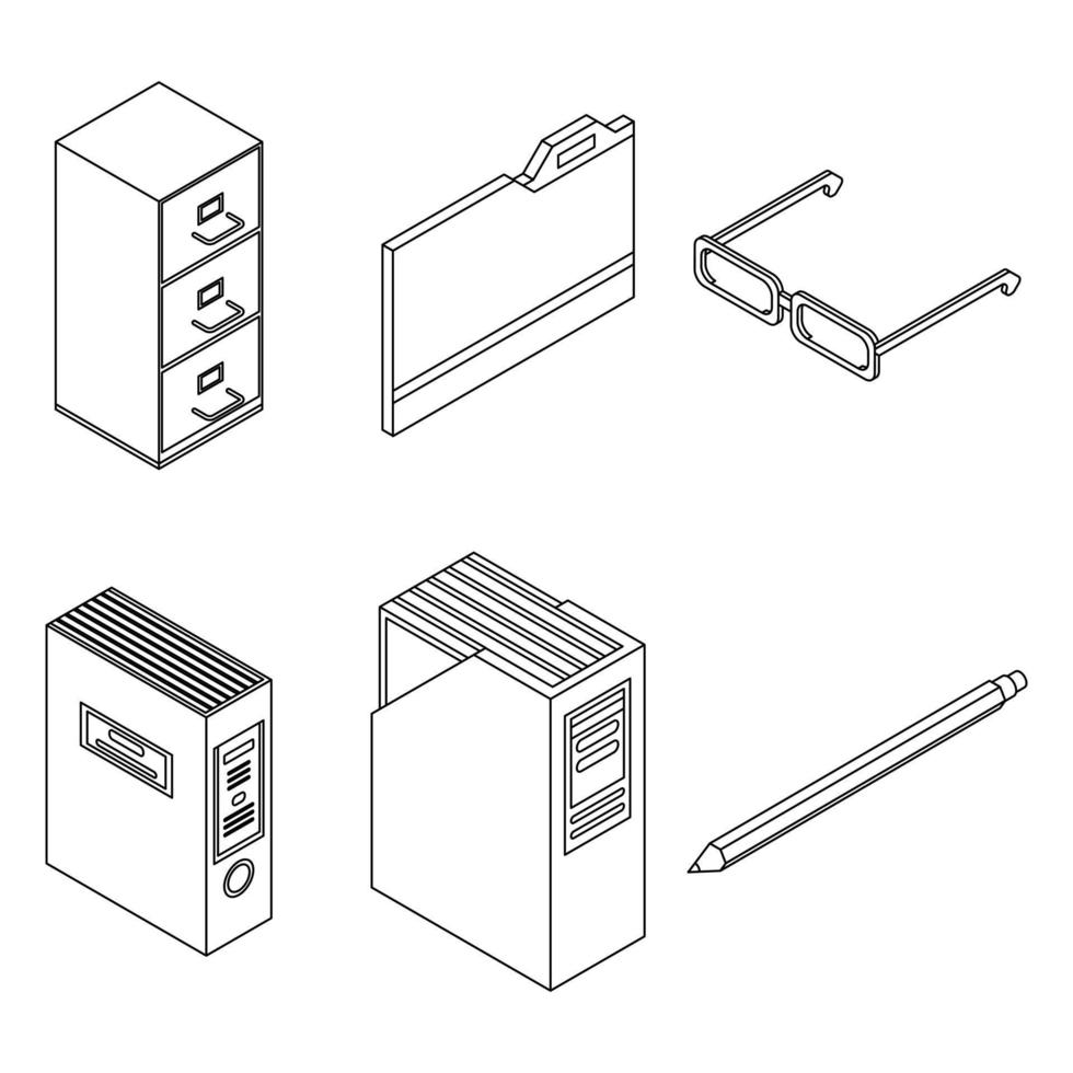 Archive icons set vector outine