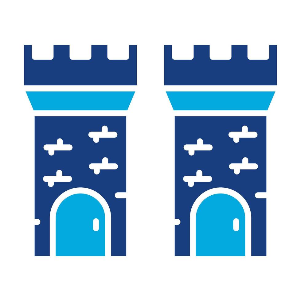 Castle Tower Glyph Two Color Icon vector