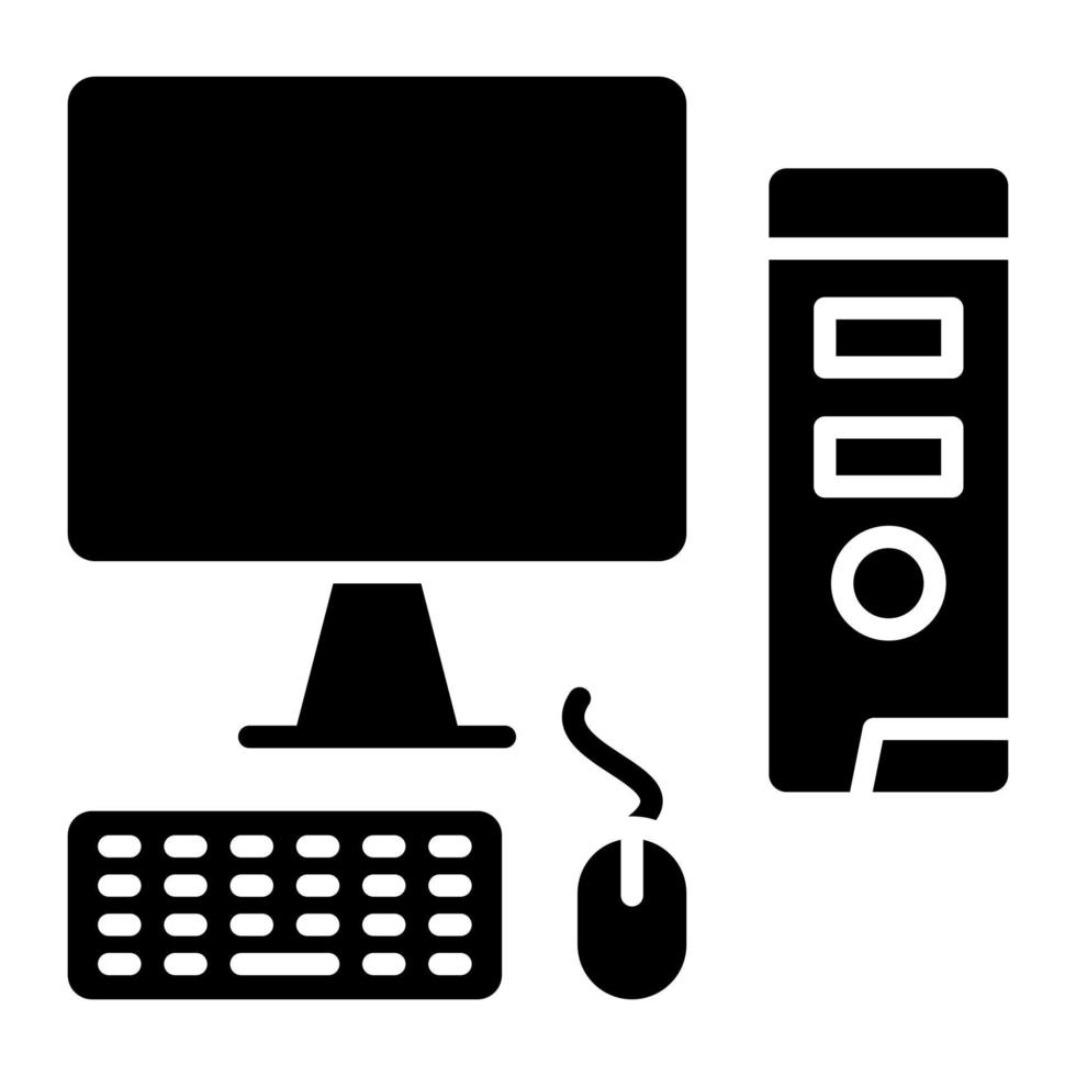 Computer Workstation Glyph Icon vector