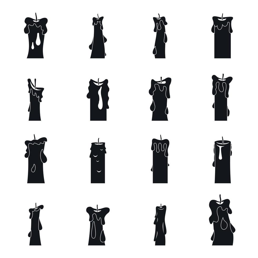 Candle forms icons set, flat style vector