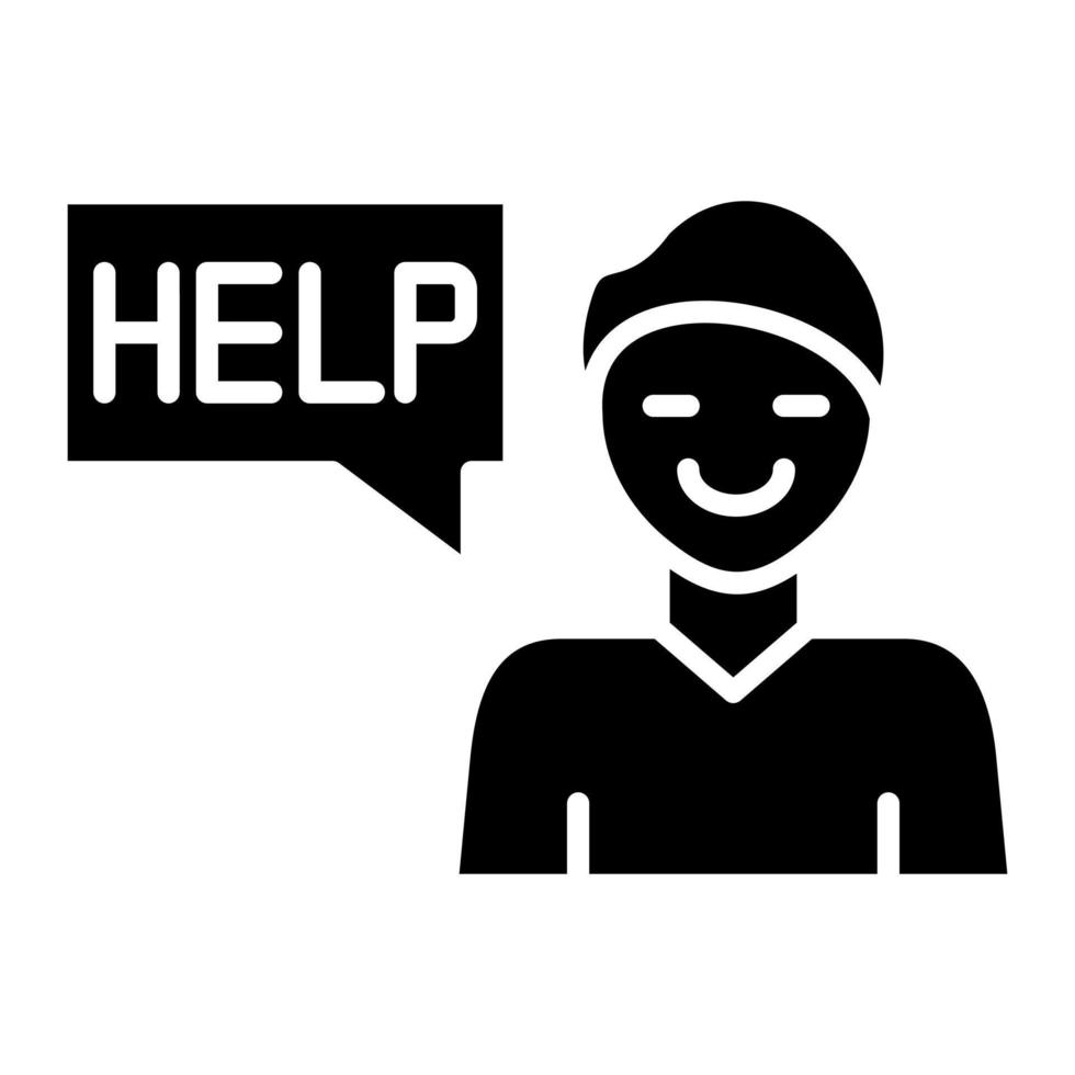 Ask For Help Glyph Icon vector