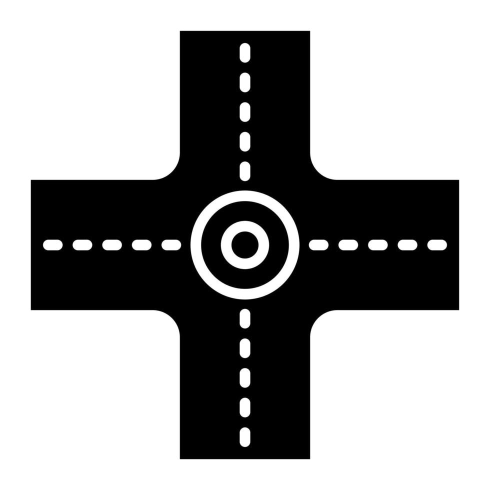 Four Way Intersection Glyph Icon vector