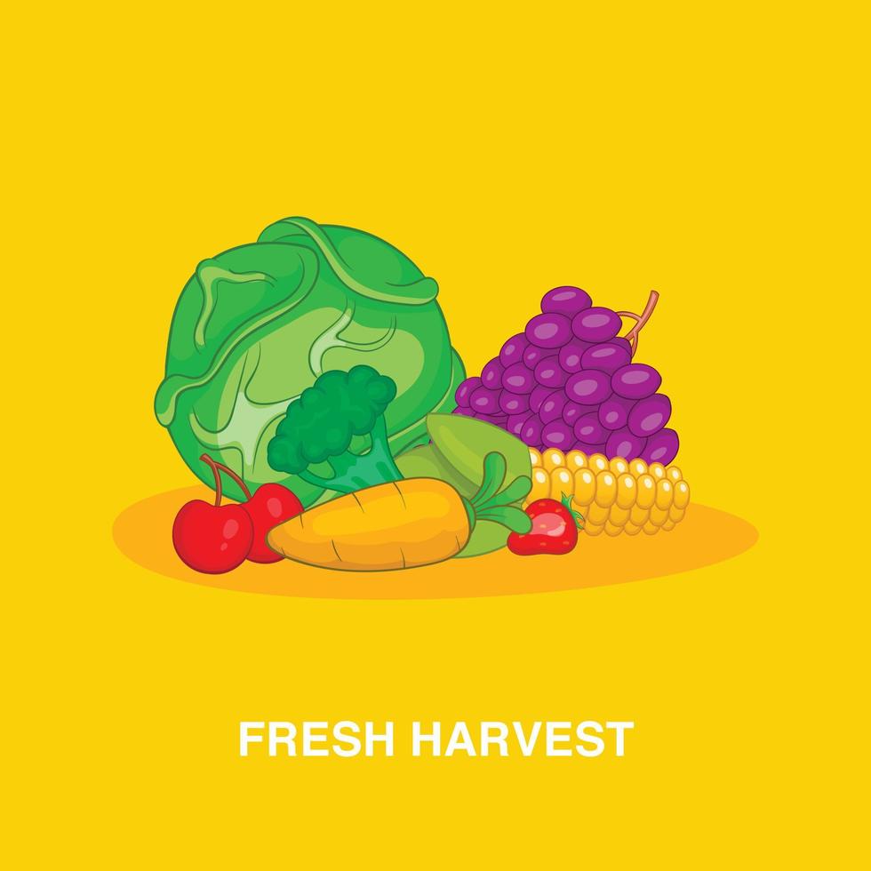 Fresh harvest concept, cartoon style vector