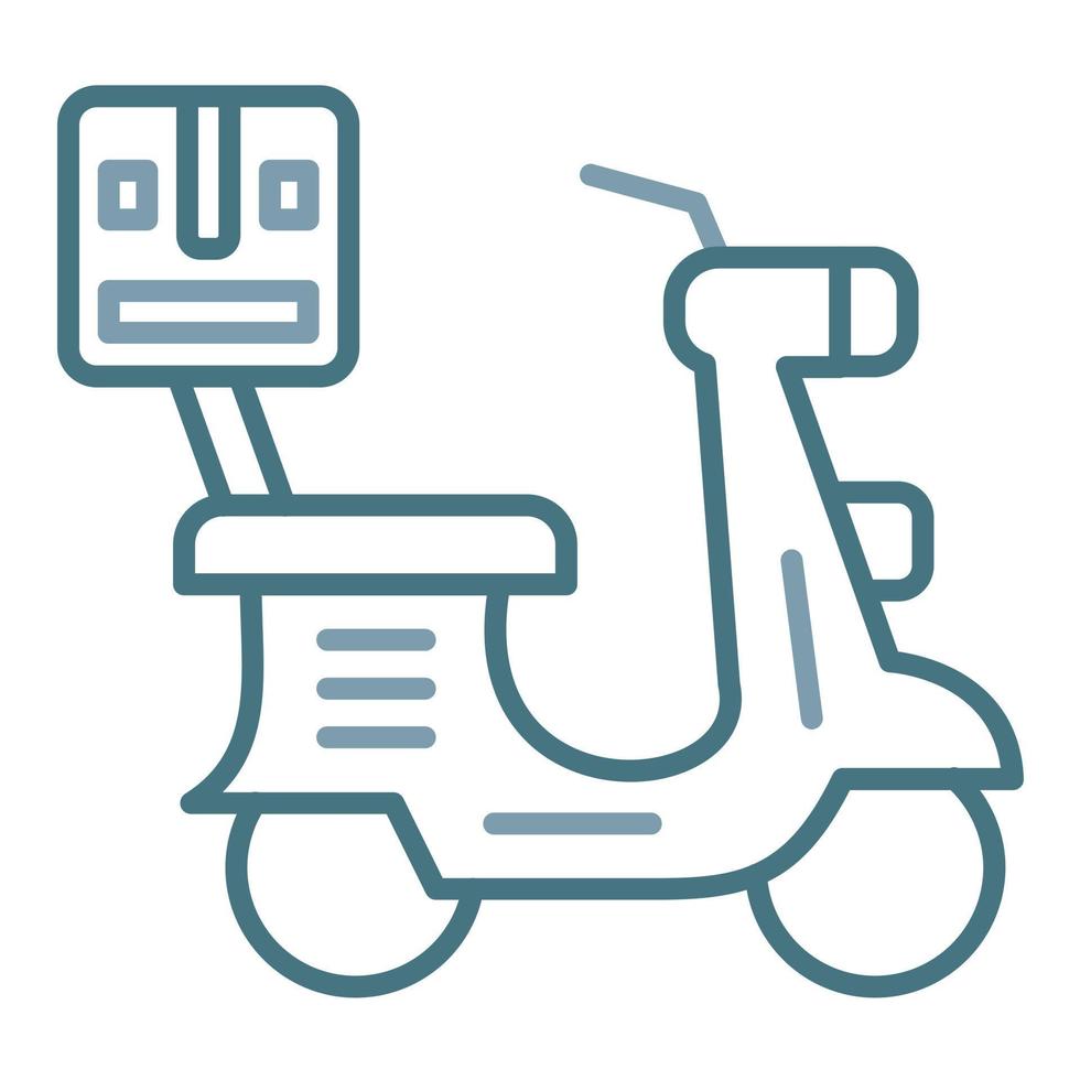 icono de dos colores de línea de scooter de entrega vector