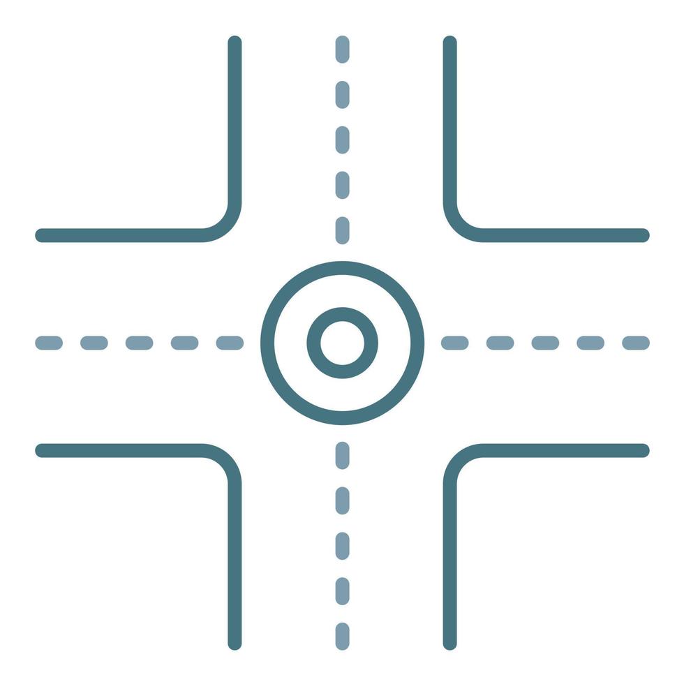 Four Way Intersection Line Two Color Icon vector