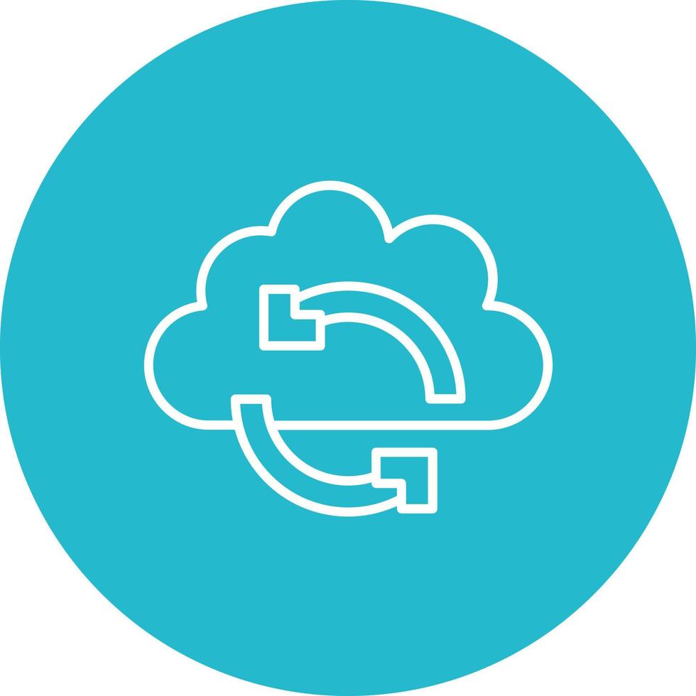 Cloud Sync Line Circle Background Icon vector