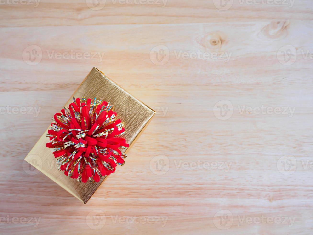 gift box on wood table photo