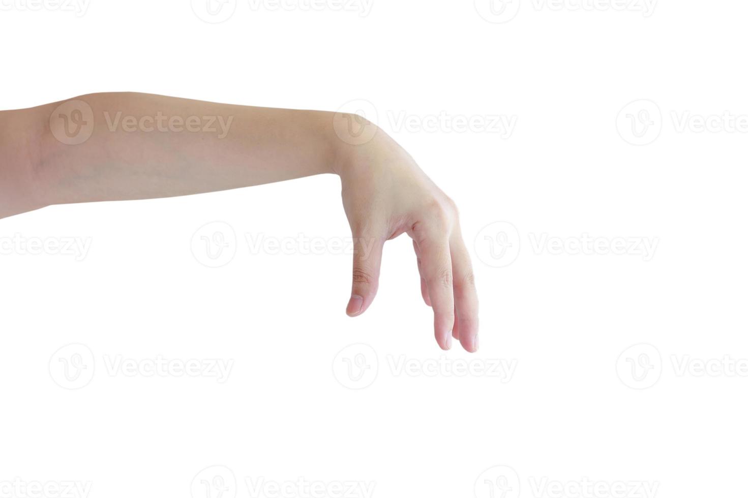 Hand pose like picking something isolated on white photo