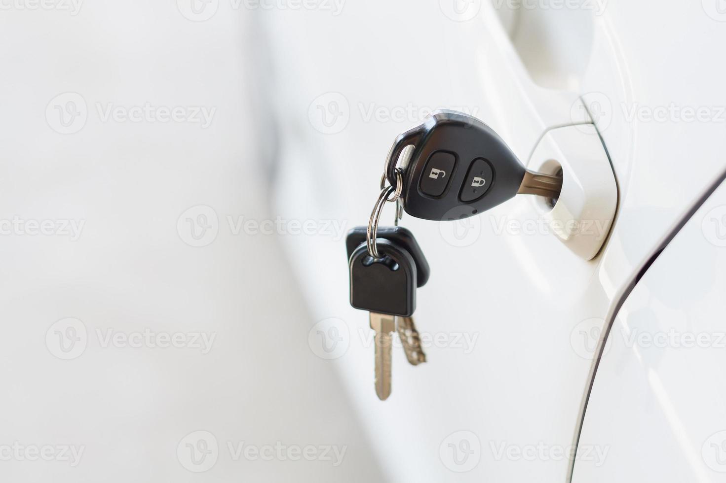 Car keys left in the car door photo